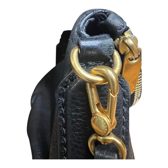 Marc Jacobs Natasha Crossbody Black Leather Gold Accents Purse Shoulder Bag - Picture 7 of 16